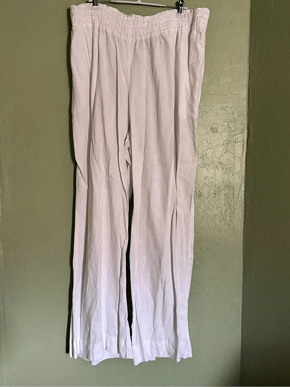a new day High-Rise Linen Wide-Leg Pull-On Pants White XXL